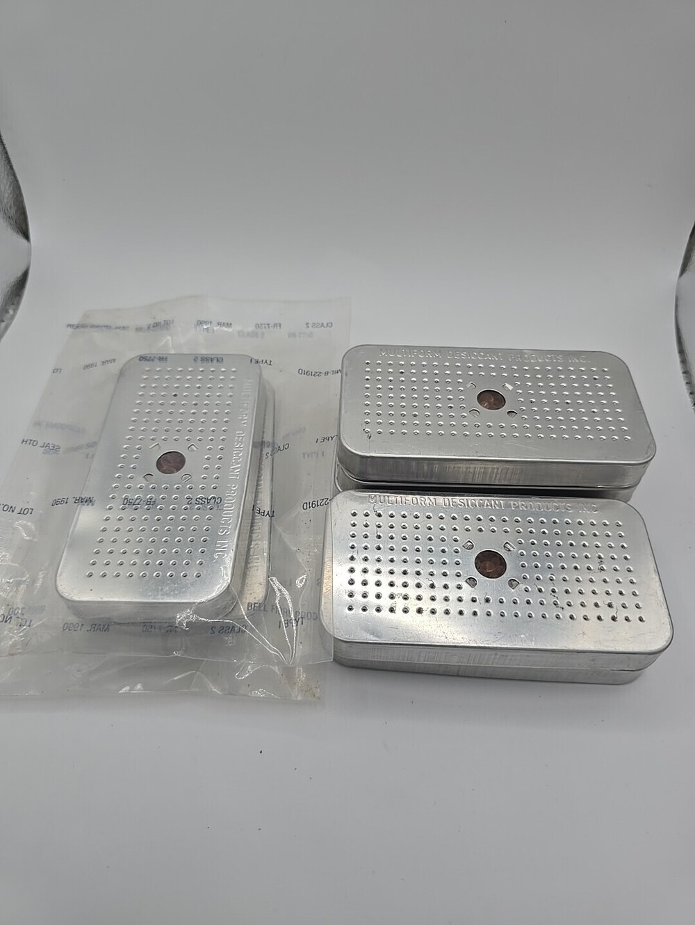 7 Reusable Desiccant Canisters – Metal Case 2 x 4 x 1/2 – Archival Storage